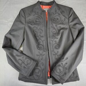 Classique Entier Black embroidered jacket‎ with hook and eye closure. Size 2
